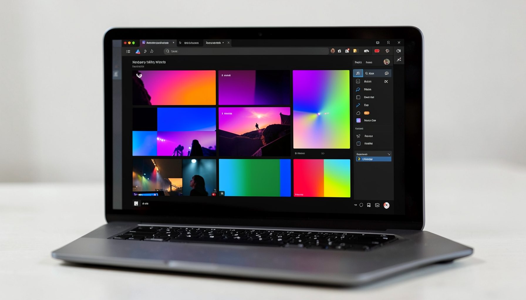 Laptop képernyőjén futó videólejátszó program felülete, színes filmkockákkal